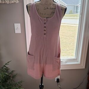 Pink Sleeveless Button-Front Romper